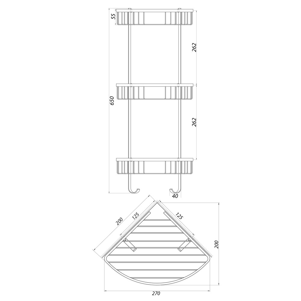 Поличка потрійна кутова TOPAZ 4134