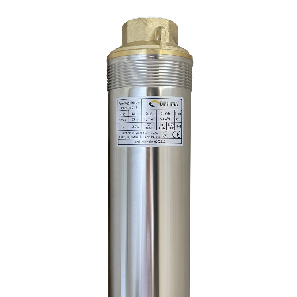 Насос свердловинний з підв. стійк. до піску OPTIMA  4SDm3/ 9 0.55 кВт 65м + пульт+кабель 1,5м NEW