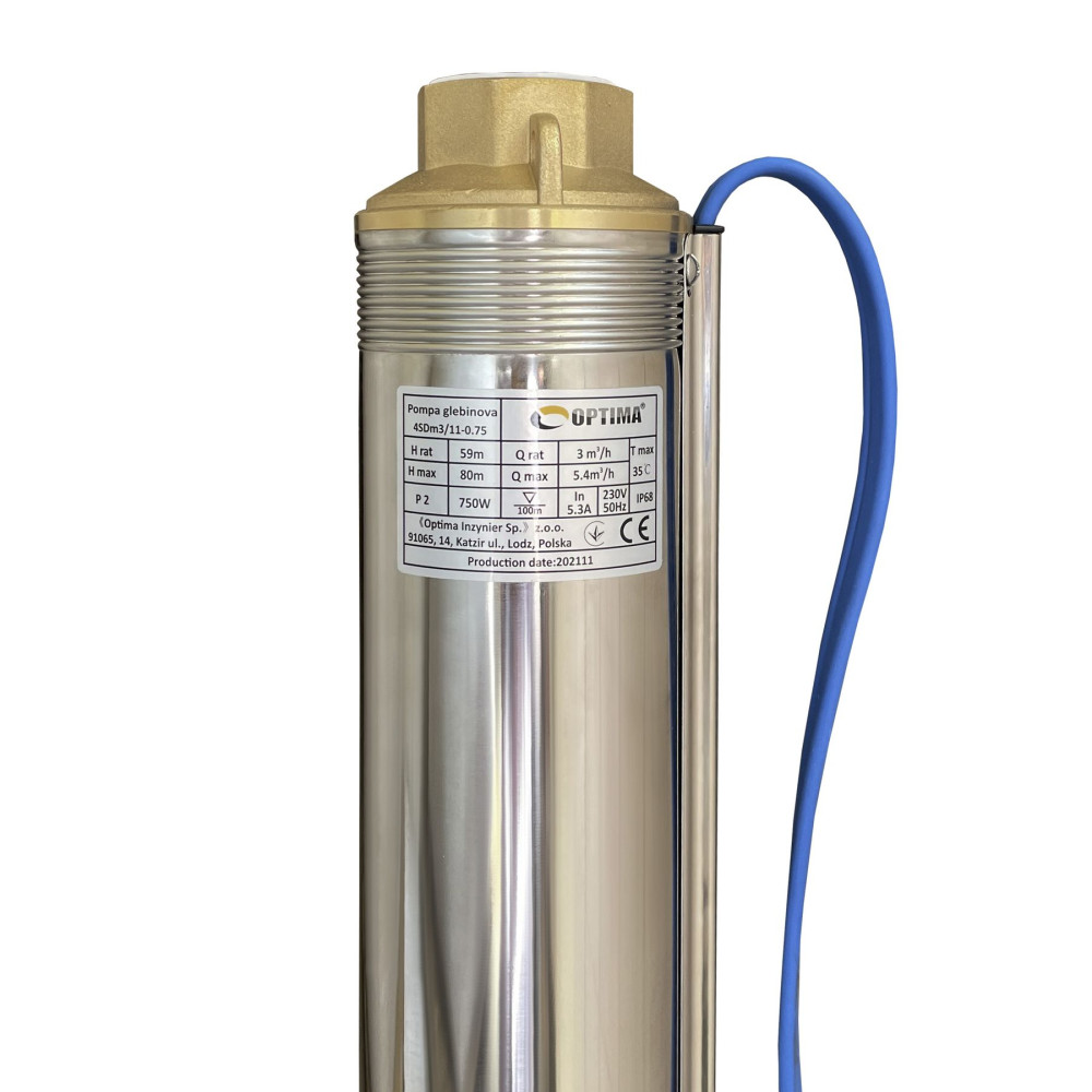 Насос свердловинний з підв. стійк. до піску OPTIMA  4SDm3/11 0.75 кВт 80м + пульт+кабель 1,5м NEW