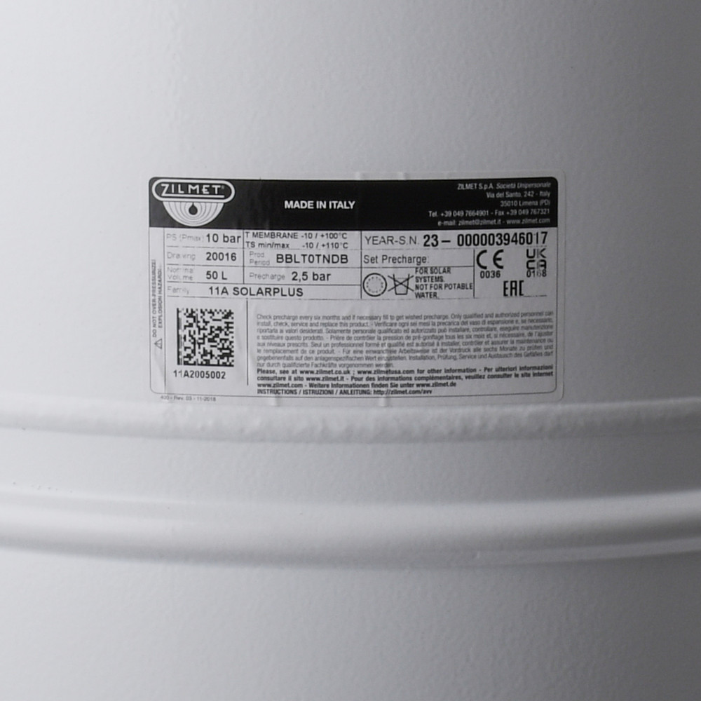 Бак Zilmet solar-plus для систем сонячного опалення 50 л 10bar ( 11A2005002 )