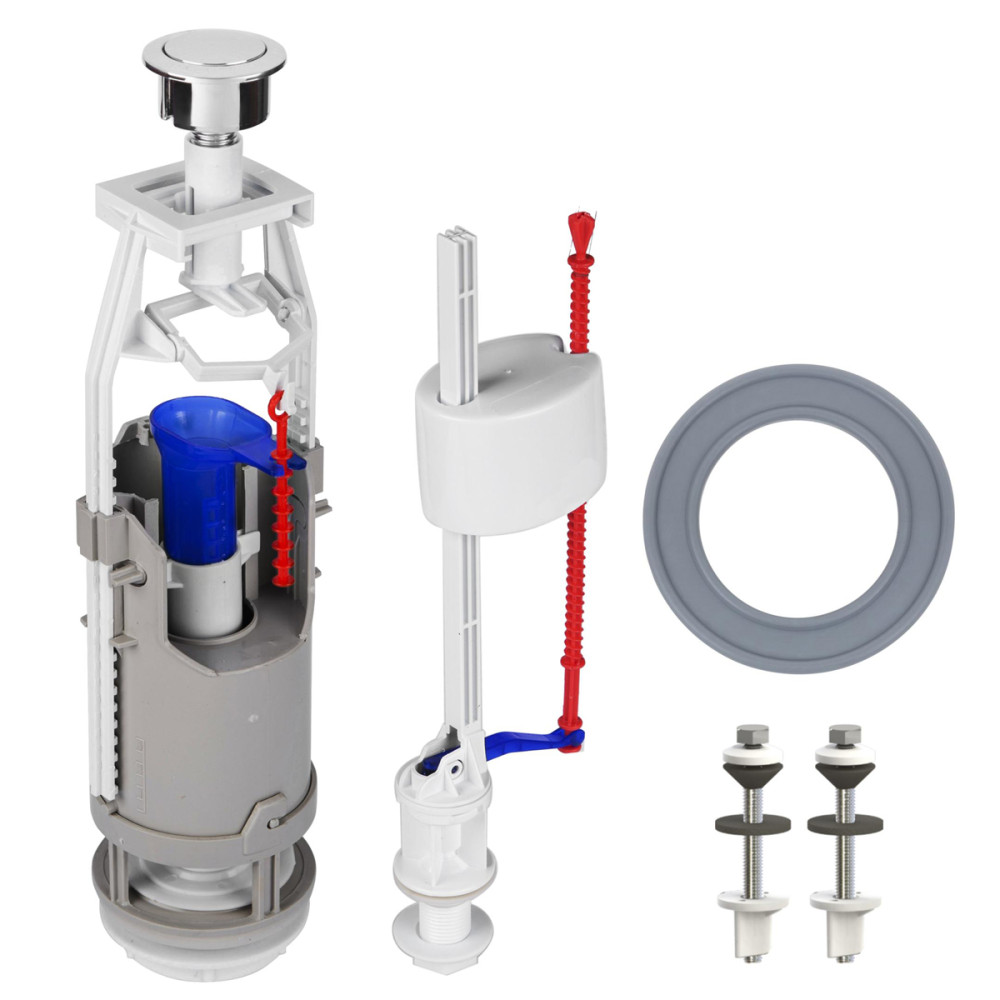 Комплект арматури для змивного бачка з нижнью подачею води 1/2″, з одним режимом зливу АБк-12