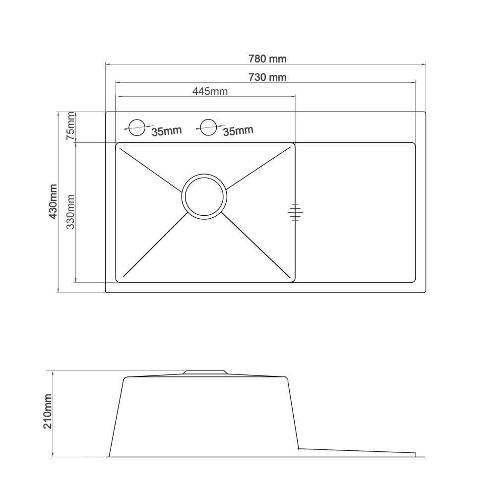 Мийка кухонна 3mm 780х430 Satin 7843HS Mira