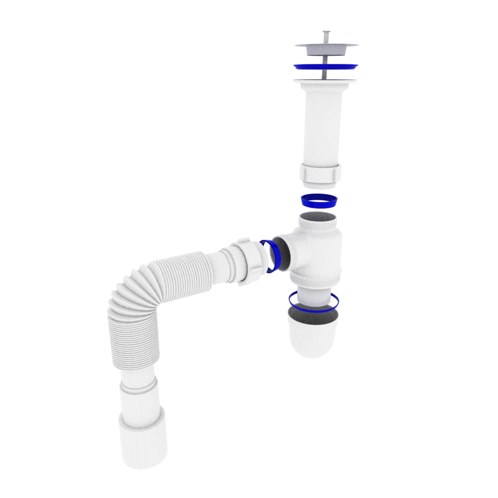 Сифон OPTIMUM 1 1/2″*40 для умивальника та мийки  з литим випуском та гофротрубою 40*40/50 OPTI 11043