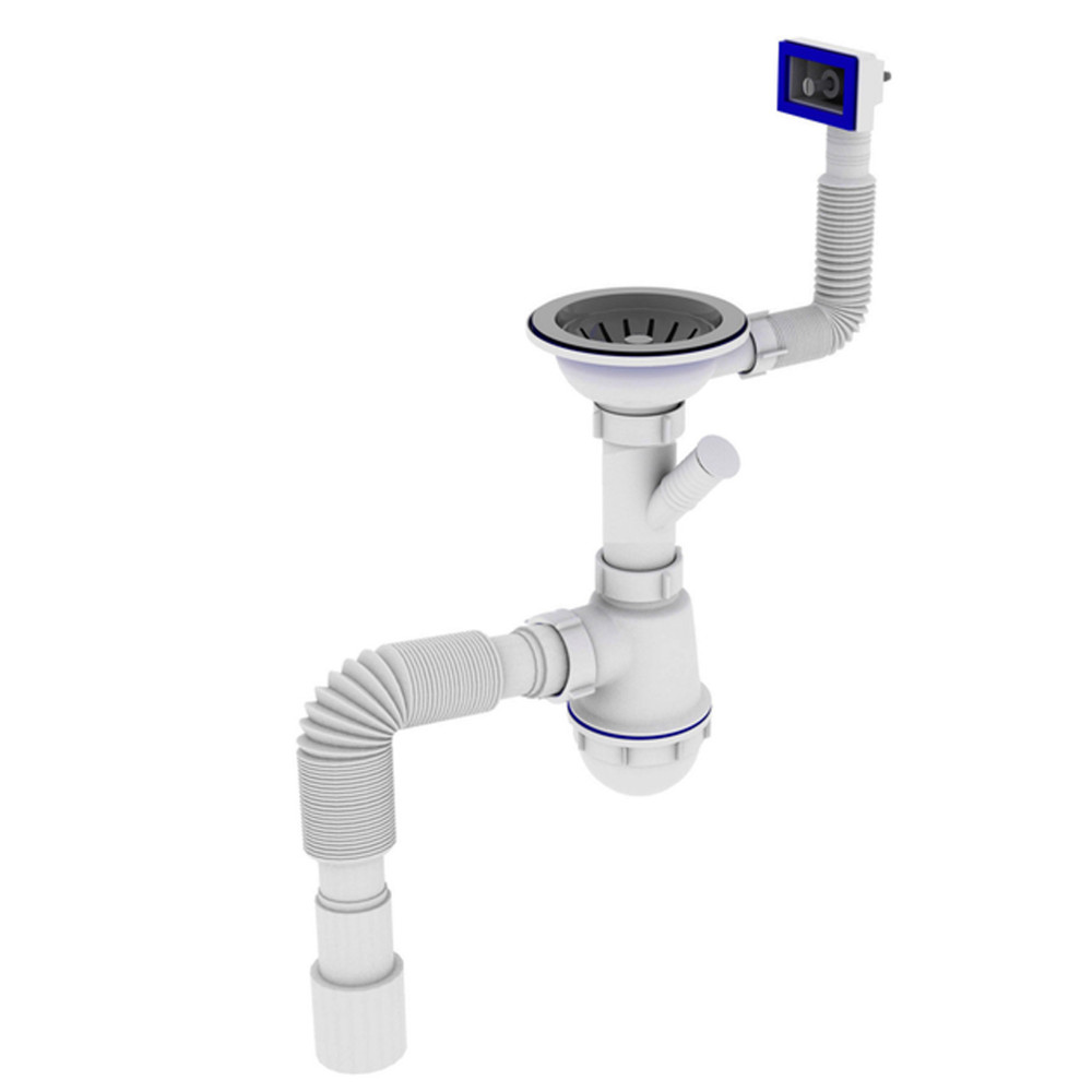 Сифон OPTIMUM 31/2″*40 для мийки з відведенням для прал маш, з прямокутним гнучким переливом та гнучкою трубою 40х40/50 OPTI  27343