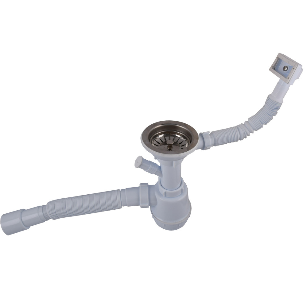 Сифон OPTIMUM 31/2″*40 для мийки з відведенням для прал маш, з прямокутним гнучким переливом та гнучкою трубою 40х40/50 OPTI  27343