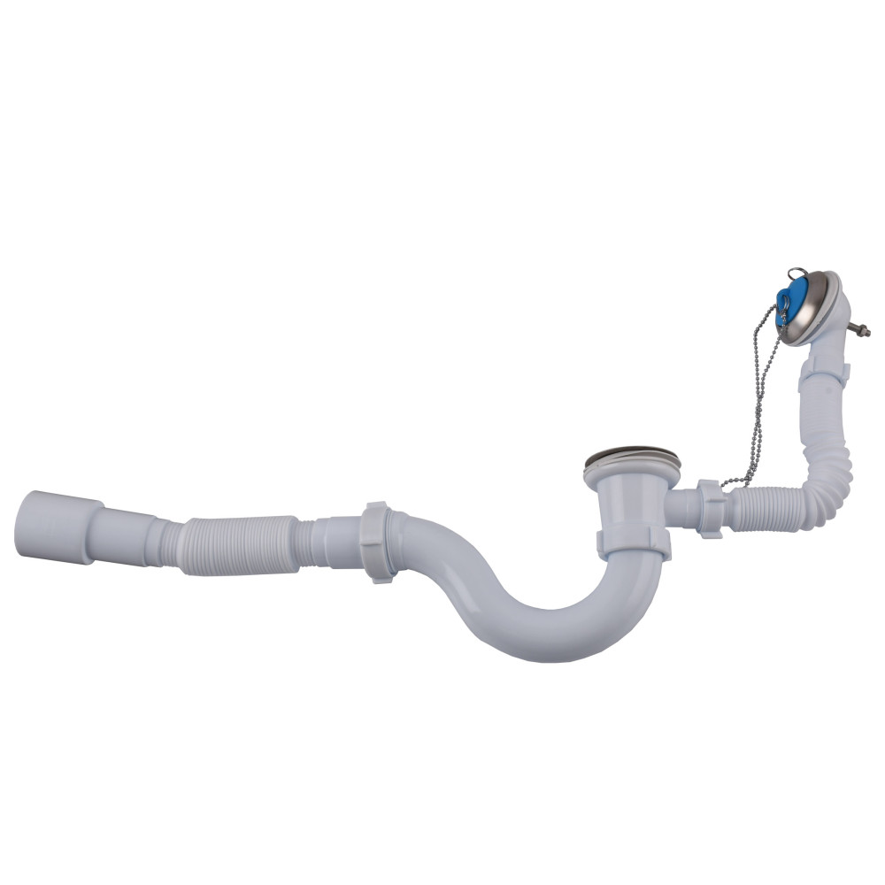Сифон OPTIMUM для ванни прямоточний з випуском 1 1/2″, перел та гофротрубою 40*40/50 OPTI 26133