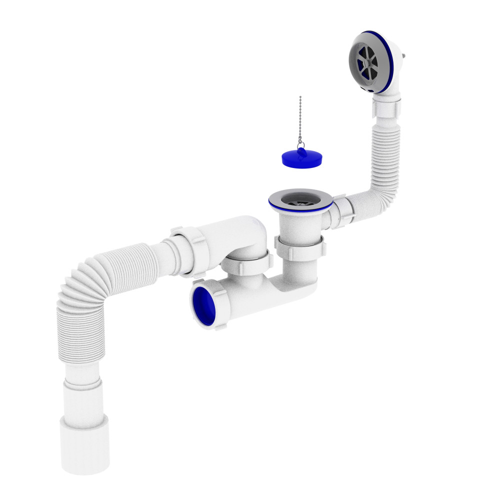 Сифон OPTIMUM для ванни з ревізією, випуском 1 1/2″*40, перелта гнучкою трубою 40*40/50 OPTI 26033