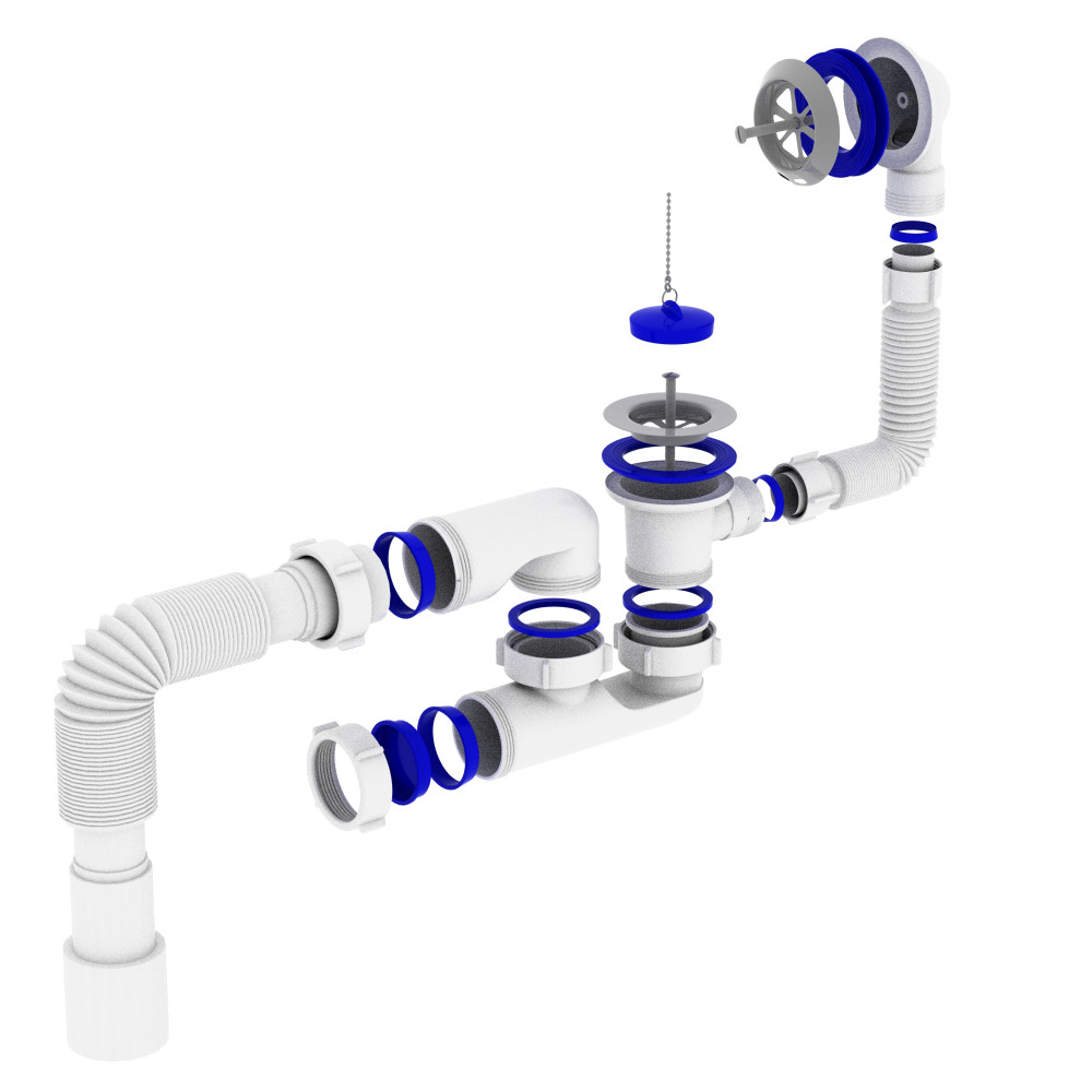 Сифон OPTIMUM для ванни з ревізією, випуском 1 1/2″*40, перелта гнучкою трубою 40*40/50 OPTI 26033