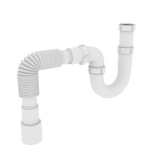Сифон OPTIMUM 1 1/2″*40 для умив. та мийки без випуску прямоточний з гофротрубою 40*40/50 OPTI 10043