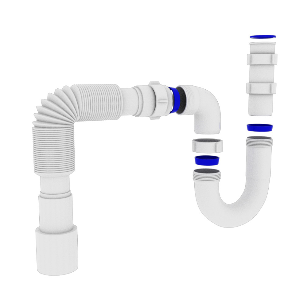 Сифон OPTIMUM 1 1/2″*40 для умив. та мийки без випуску прямоточний з гофротрубою 40*40/50 OPTI 10043