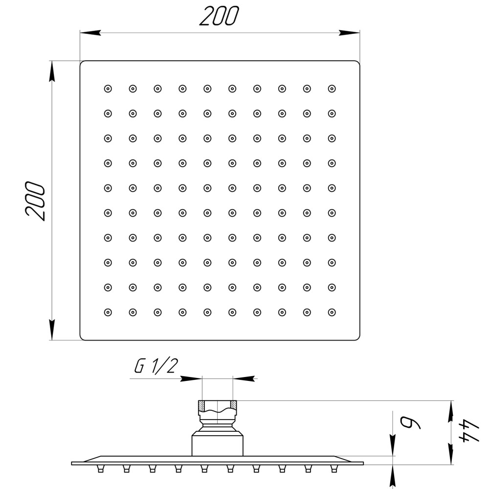 Душова лійка Globus Lux STQ-0200 ТРОПИК St/ STEEL Polish