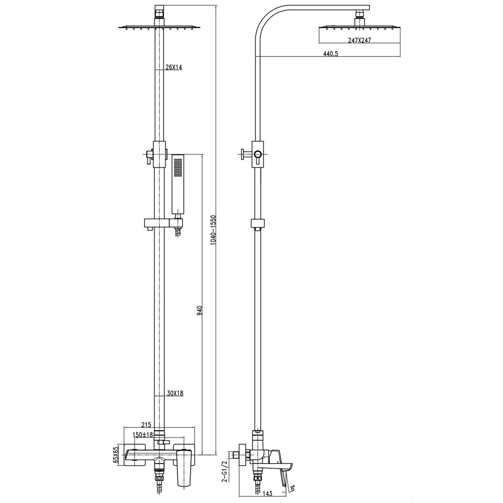 Душова система TOPAZ LEXI TL 21122-H57-BL