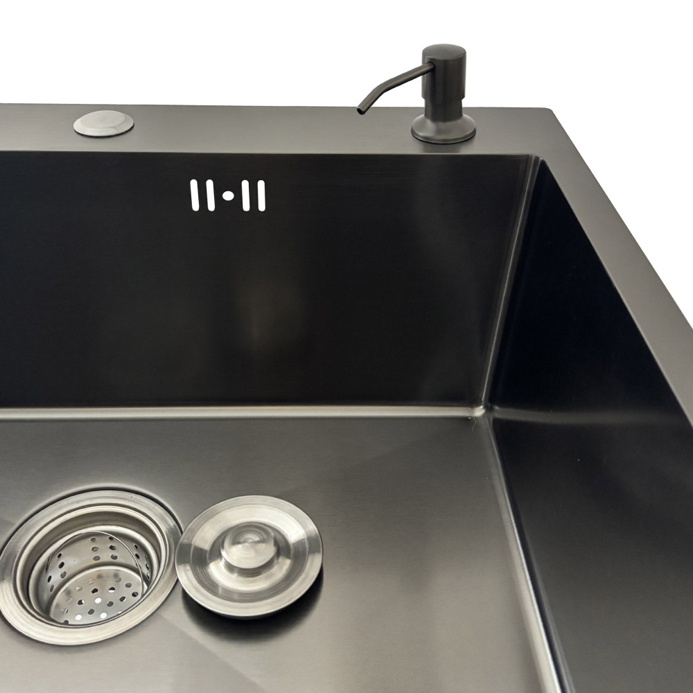 Мийка кухонна з полицею 3mm 780х430 Графіт 7843HG Mira