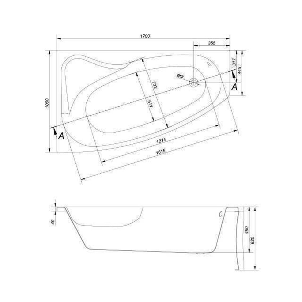 SICILIA  NEW Ванна 170x100 ліва