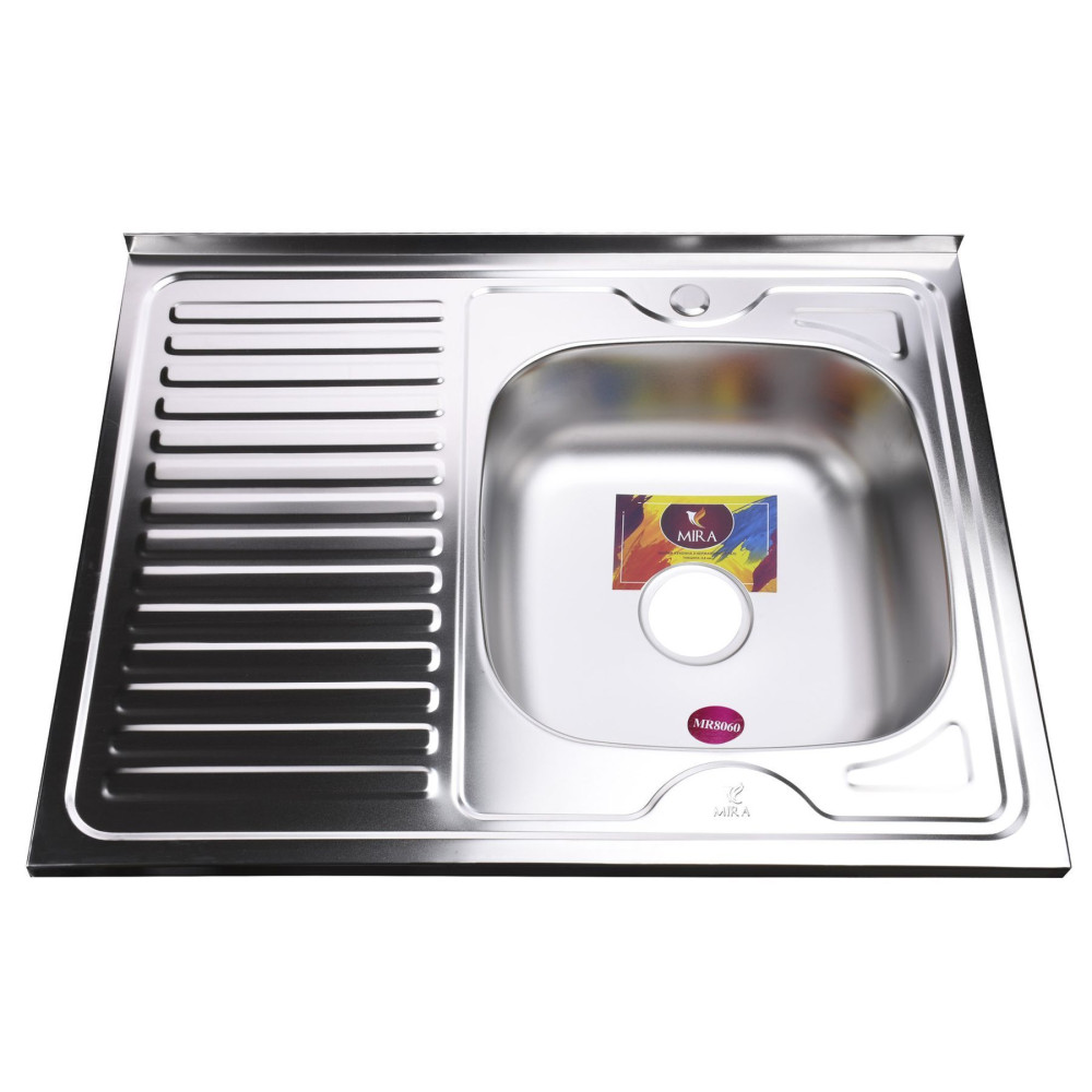 Мийка кухонна накладна прямокутна 800х600х180 Satin Right MR 8060 R E Mira
