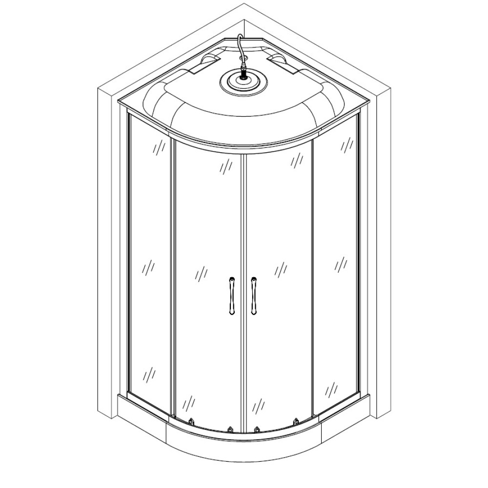 Душовий бокс півкруглий WISLOK L90FFW (L90W) BRAVO (3уп.)