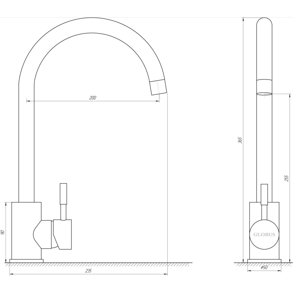 Змішувач для кухні Globus Lux ALPEN SUS-203S-WW