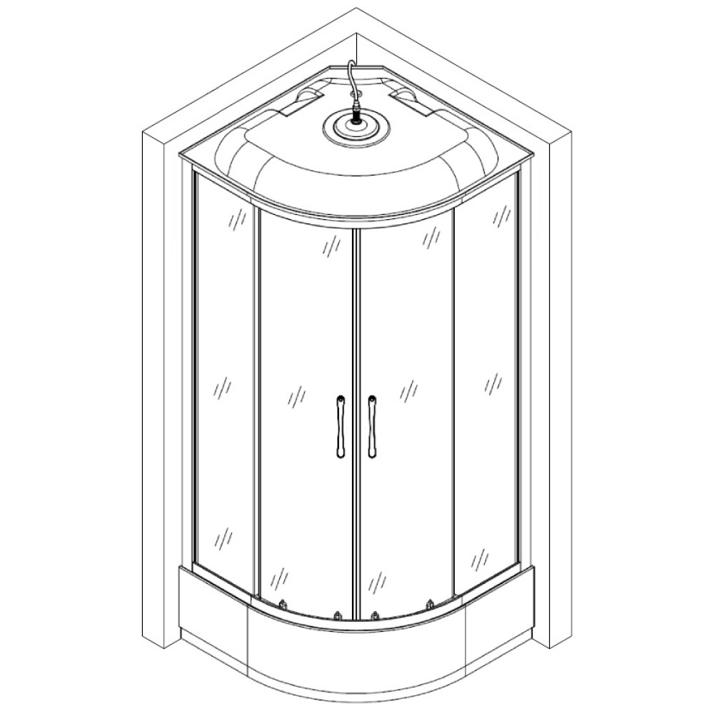 Душовий бокс півкруглий BARYCZ L90GBS (L90B) BRAVO (4уп.)