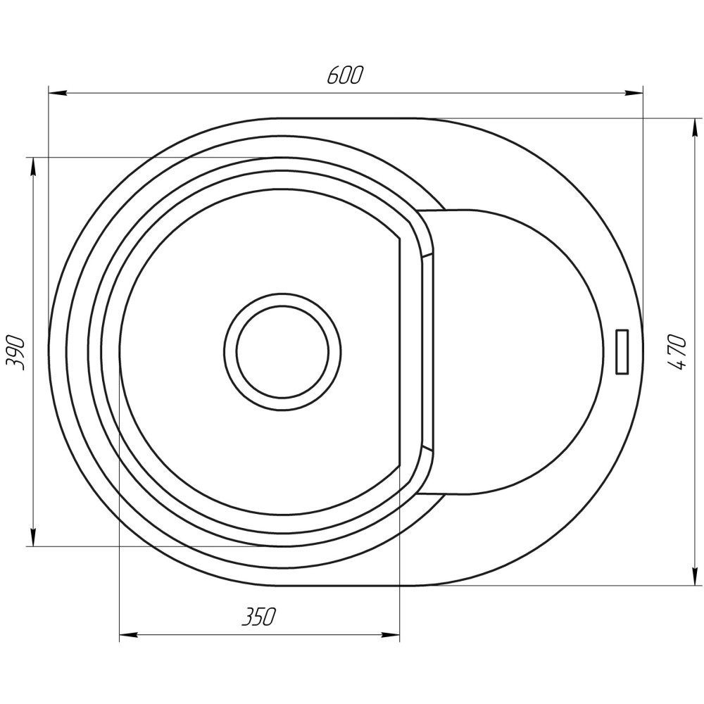 Гранітна мийка Globus Lux MORAINE сiрий камiнь 600x470мм-А0005