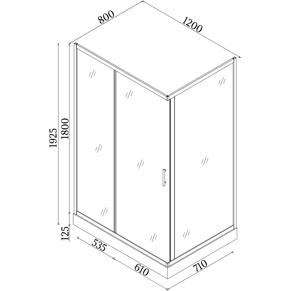 Душова кабіна прямокутна NISA L120TC (L120T) BRAVO (2уп.)