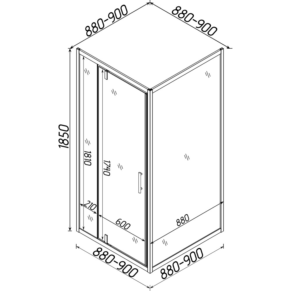 Душова кабіна квадратна без піддона MORAVA N90TB.Mosaic (N90B.Mosaic) BRAVO (1уп.)