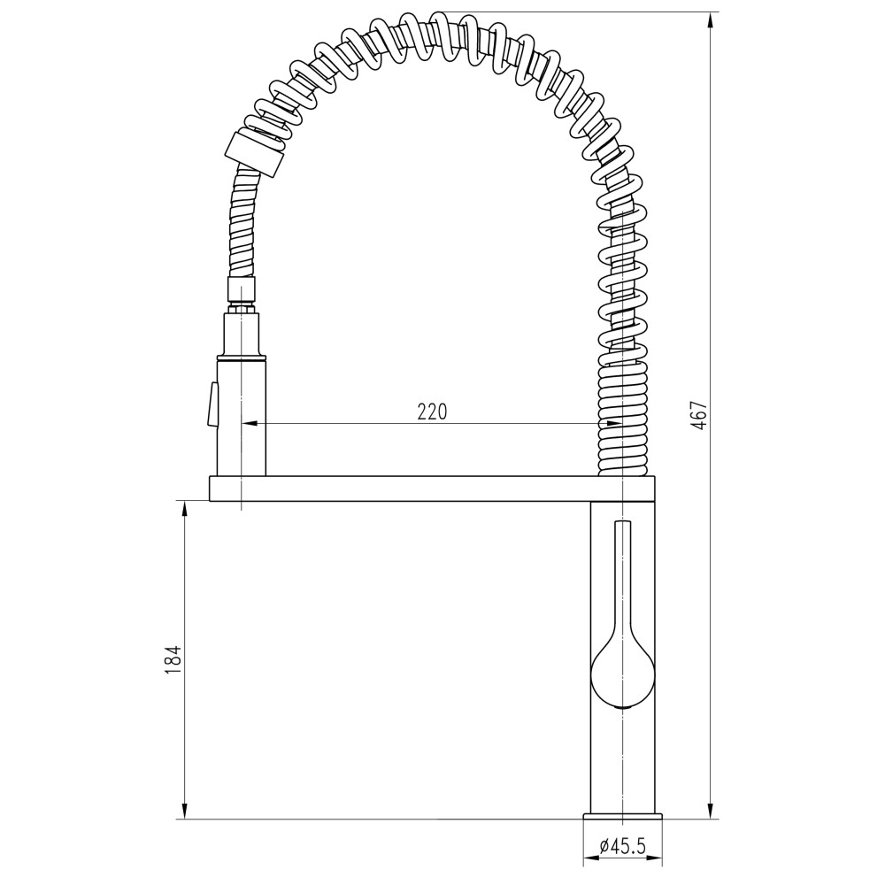 Змішувач для кухні TOPAZ SARDINIA TS-08401-H71 Гнучкий вилив на пружині, з душовою насадкою