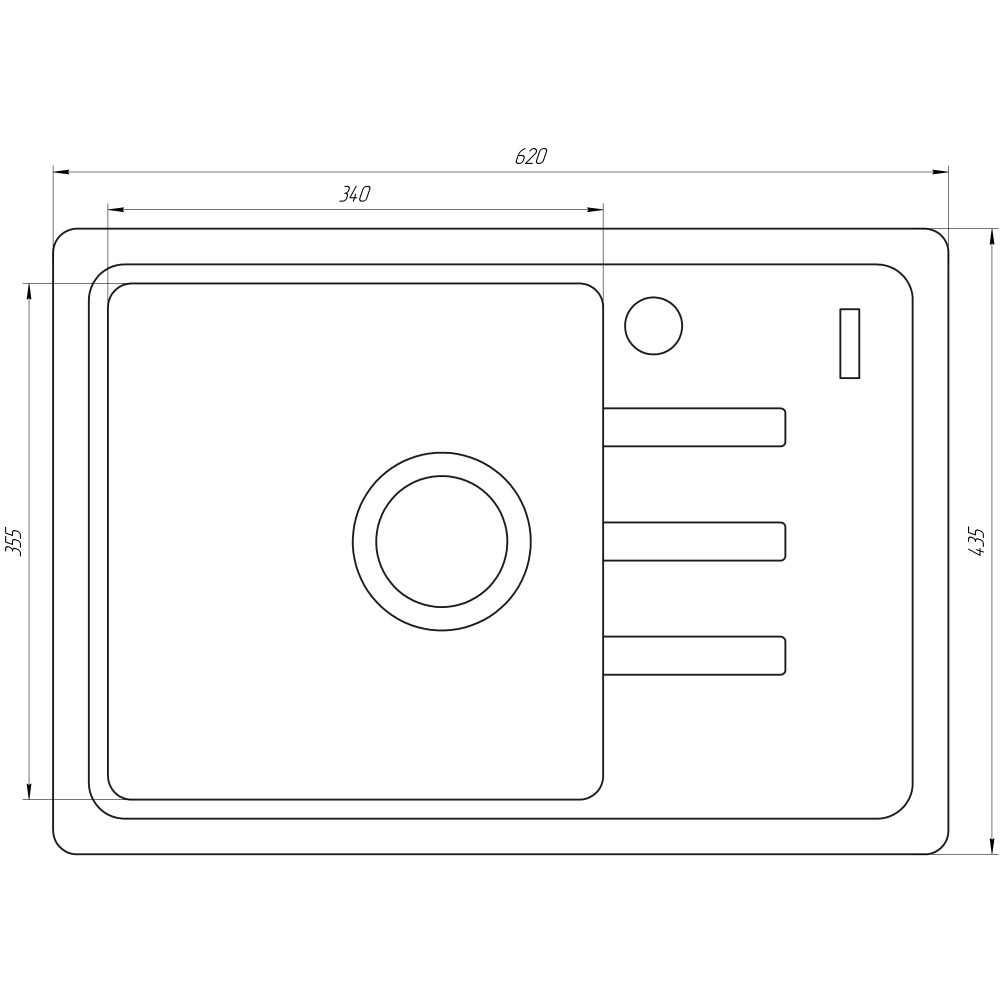 Гранітна мийка Mira MONTI сірий 620 х 435 мм