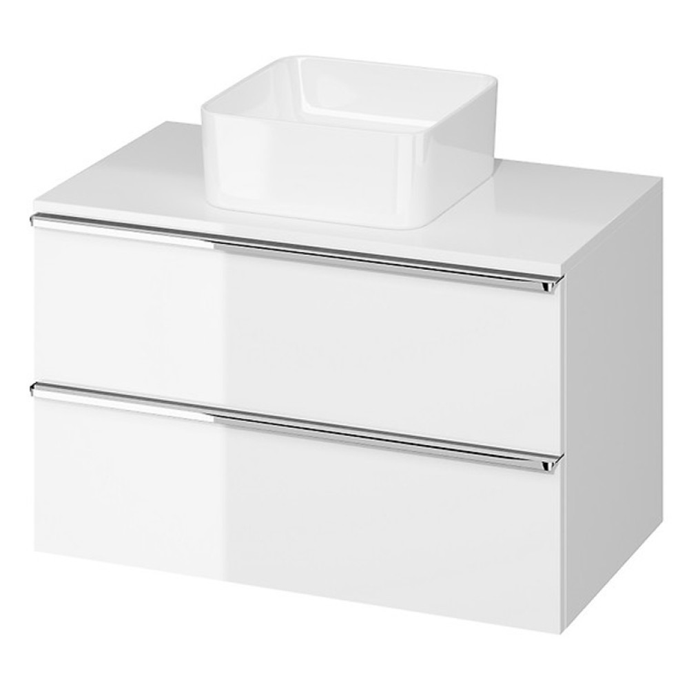 Шафка під умивальник  зі стільницею VIRGO 80/біла чорні ручки