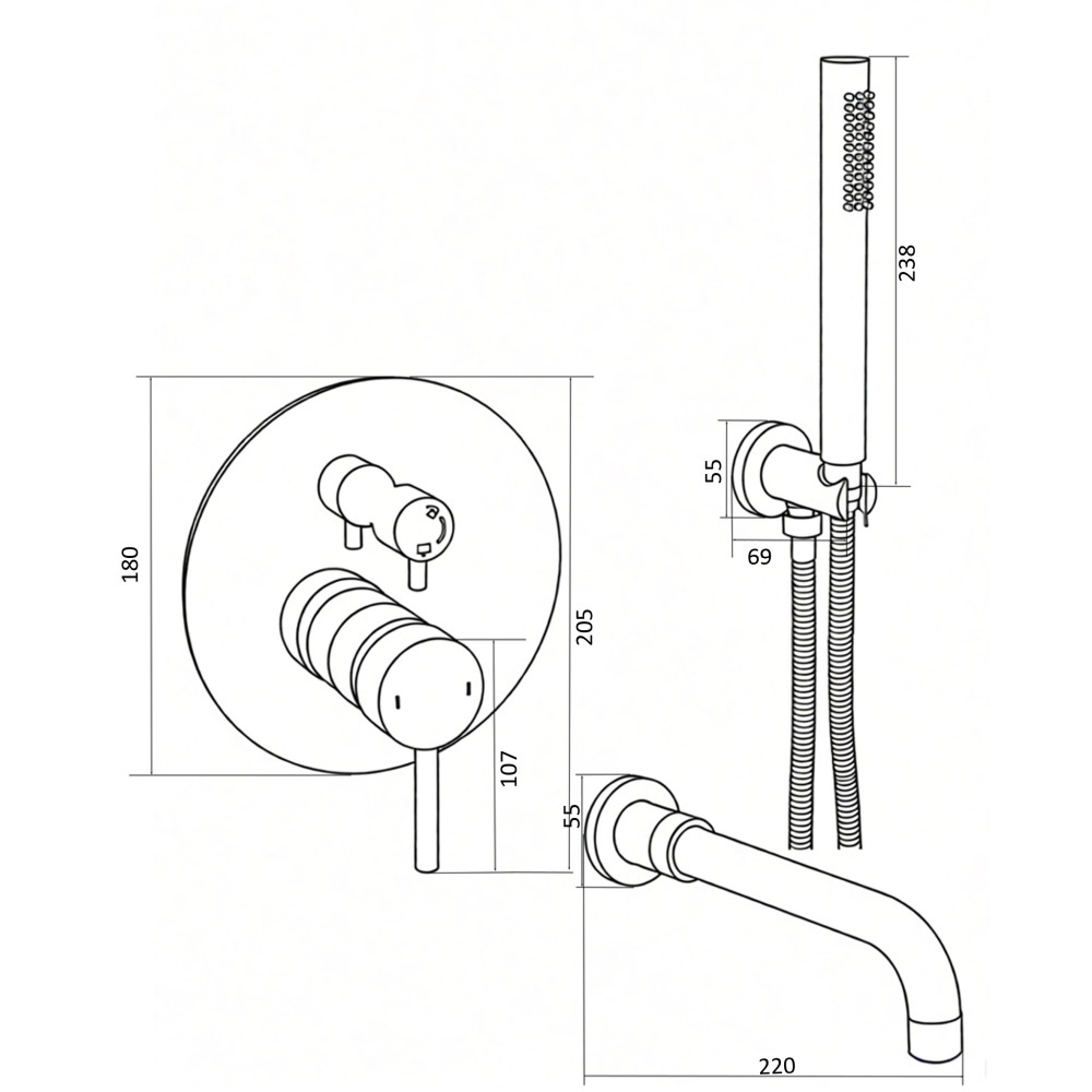 Змішувач для ванної вбудований Globus Lux LAZER Pro  GLPR-202-00-SMART