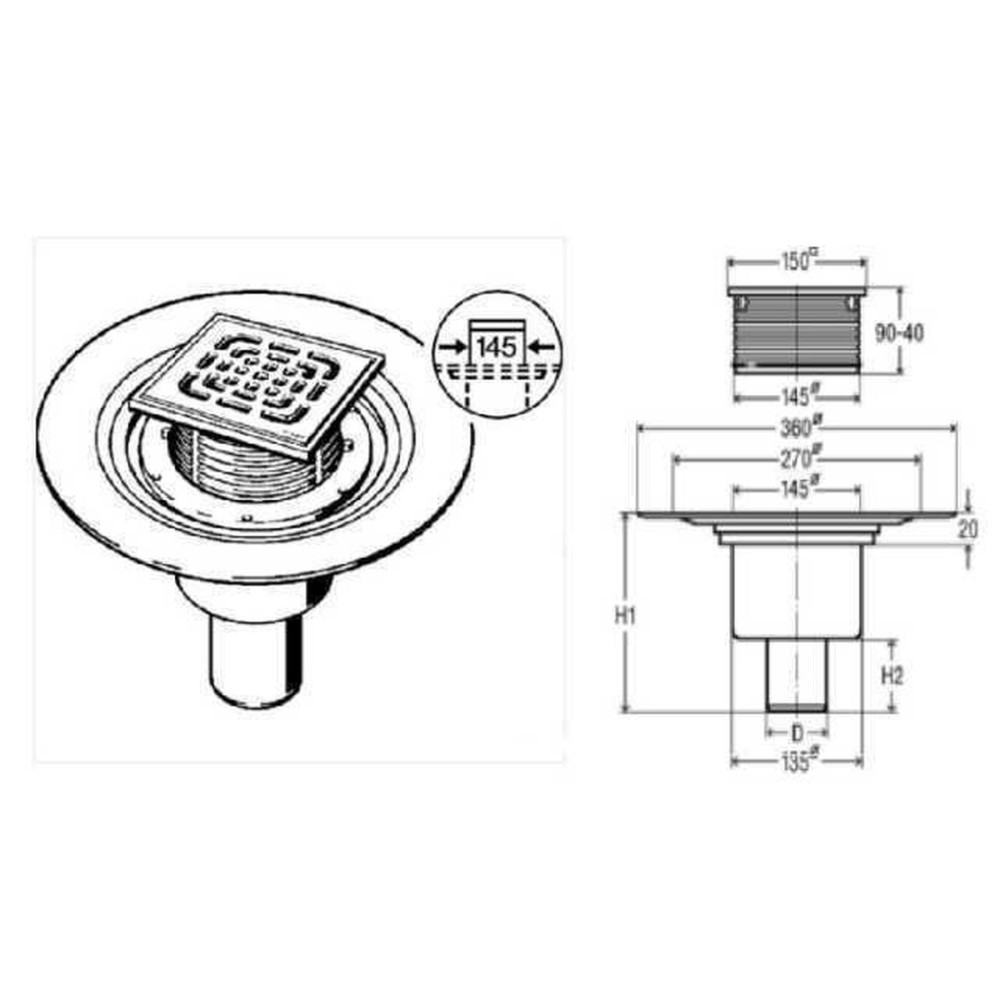 Трап VIEGA ф50 нерж. решiтка 150*150 з сифоном VIEGA  557188 (284862)