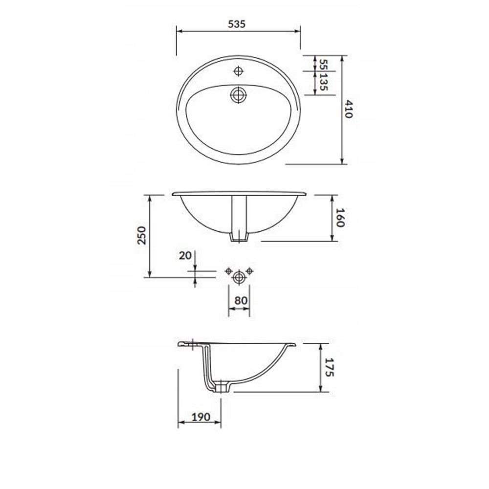 Умивальник для стільниць Cersanit CALLA 54