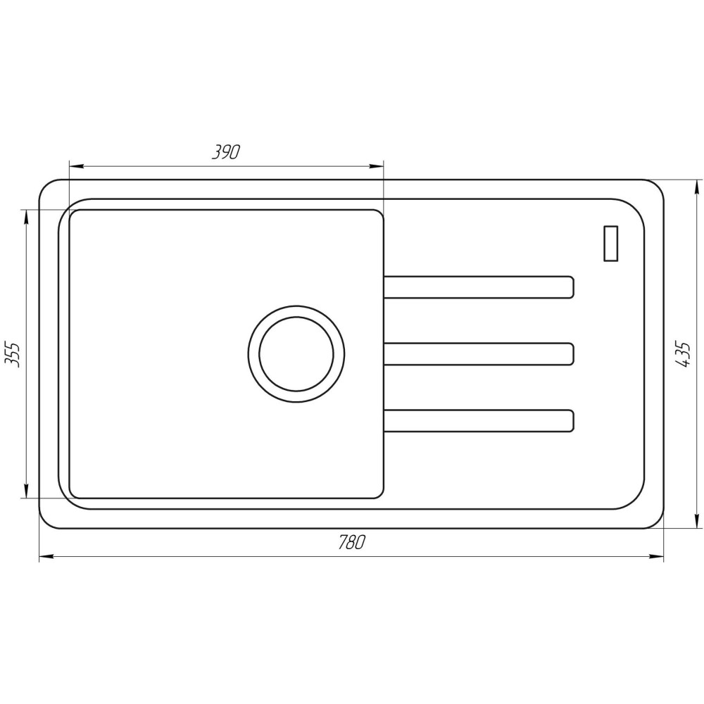 Гранітна мийка Globus Lux LUGANO графіт 780x435мм-А0001