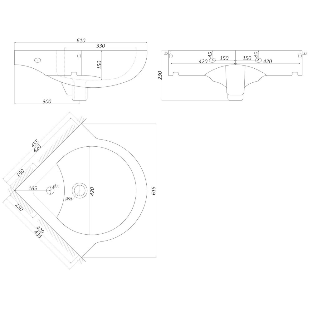 Умивальник кутовий 60 (Дніпрокераміка)