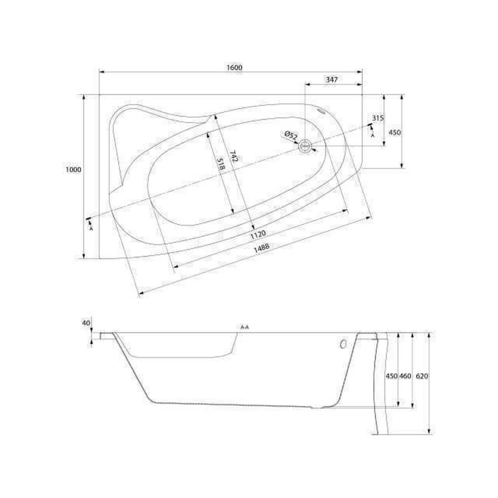 SICILIA  NEW Ванна 160x100 ліва