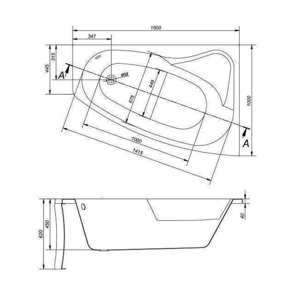 SICILIA  NEW Ванна 150x100 права