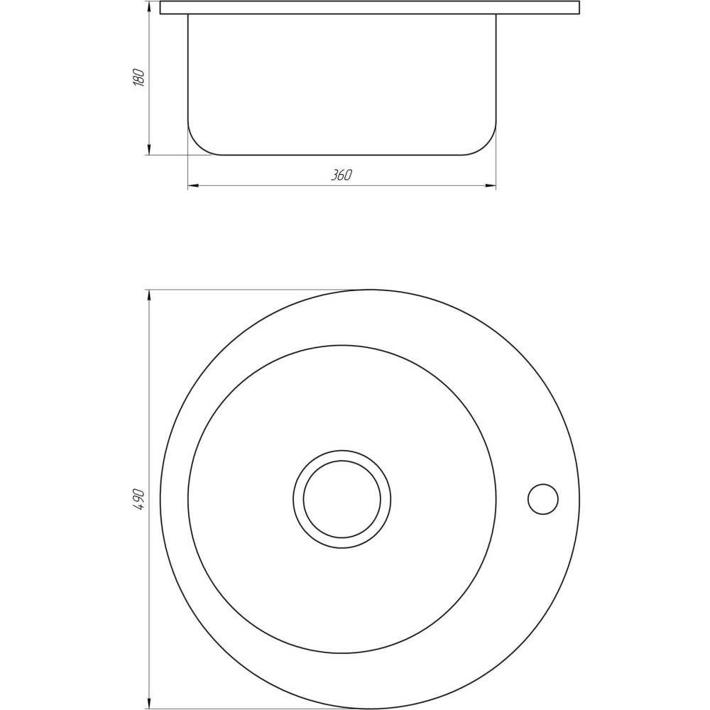 Мийка кухонна врiзна кругла 490х180 Decor MR 490 D Mira