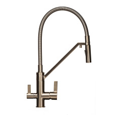 Змішувач  для кухні під осмос TOPAZ SARDINIA TS 8812-H24-PVD-S гнучкий вилив-душ, нікель.D35,TAQ-M10