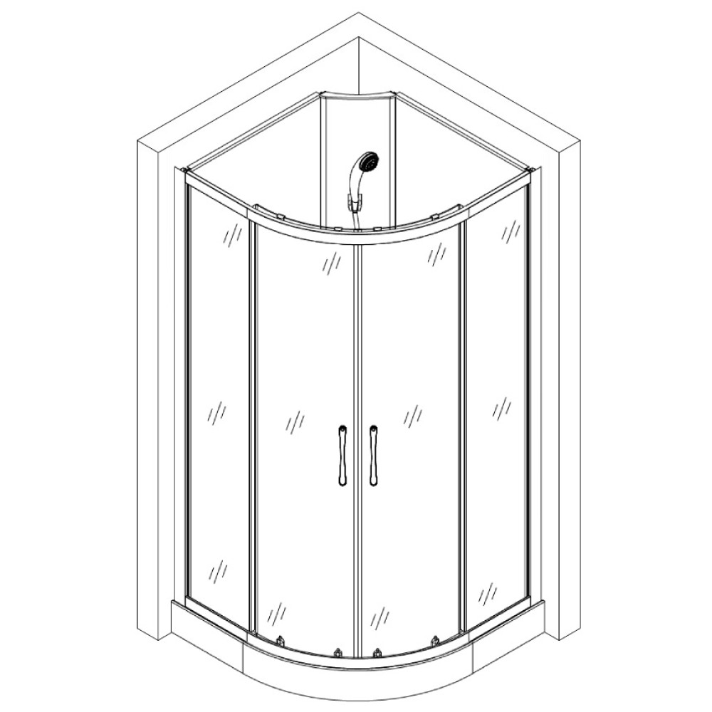 Душовий бокс півкруглий без даху SAN L90GBS (L90B) BRAVO (3уп.)