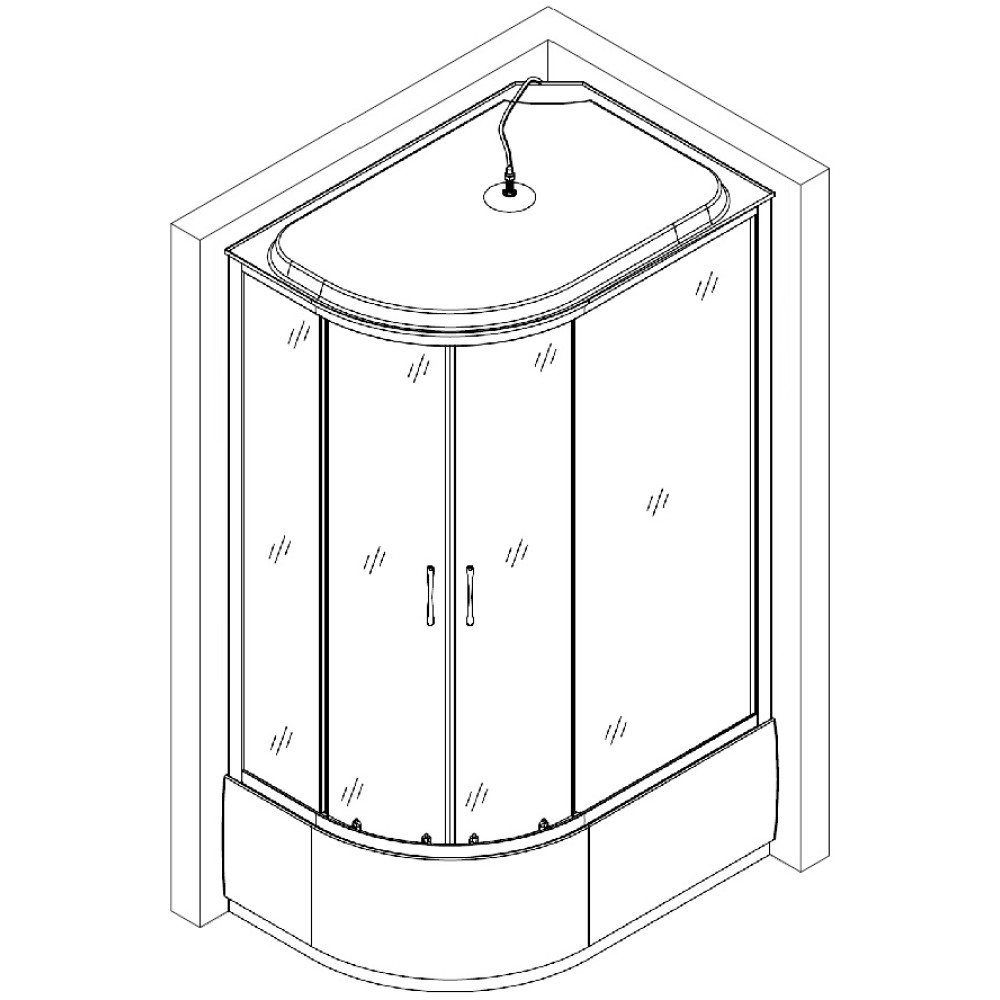 Душовий бокс асиметричний правий OBRA H120GBSR (H120BR) BRAVO (3уп.)