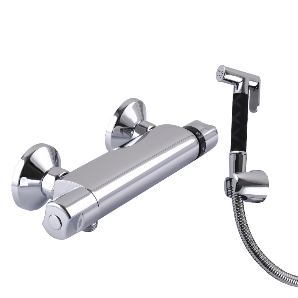 Змішувач гігієнічний Tremolada (Italy) Тремо-443 Термостат зі стіни, Шланг-120 мм