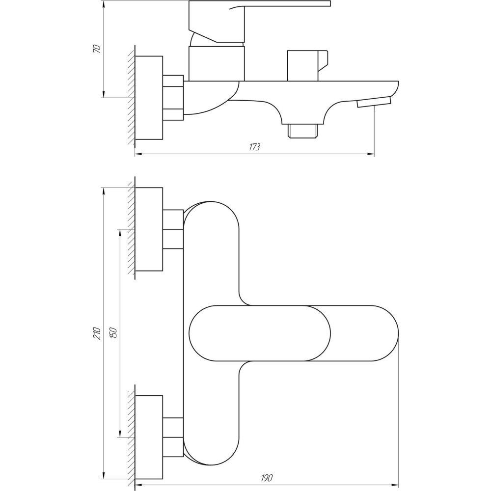 Змішувач для ванни Globus Lux Ontario GLO-0102N