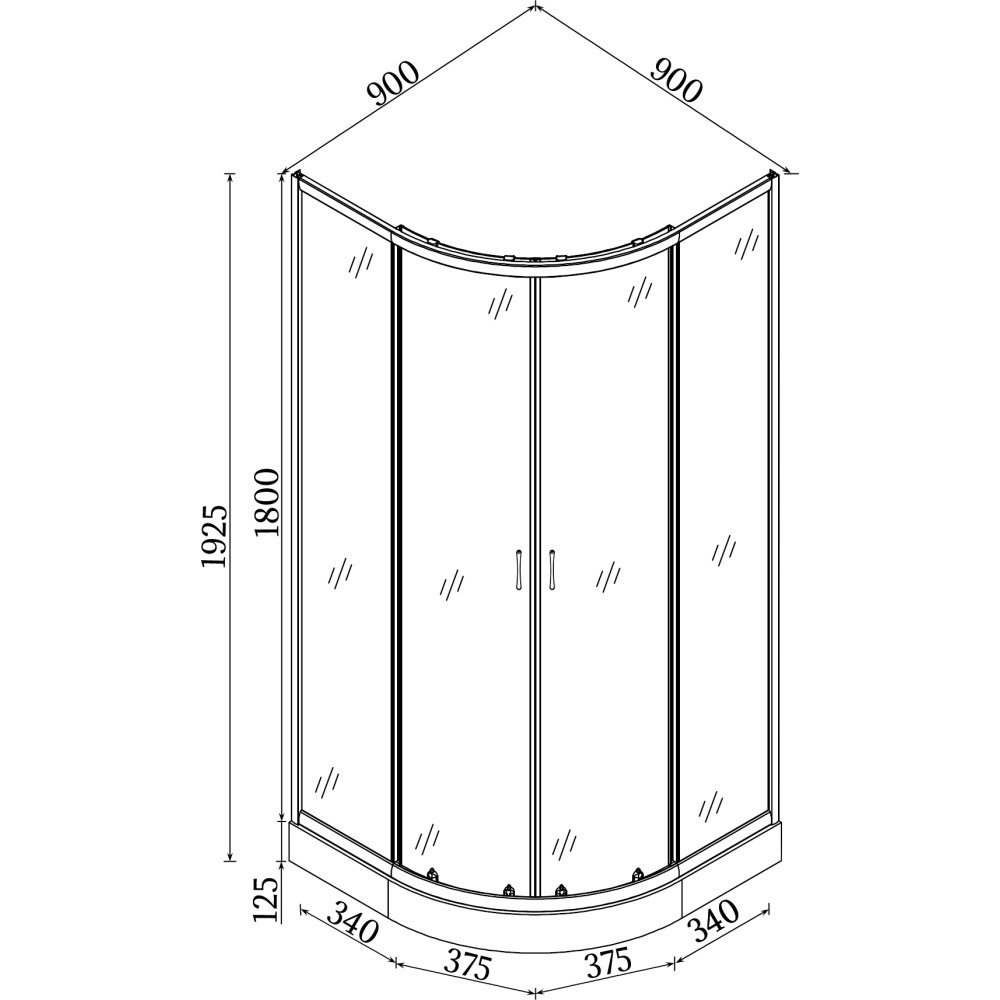 Душова кабіна півкругла DRAWA L90TB.Mosaic (L90B.Mosaic) BRAVO (2уп.)