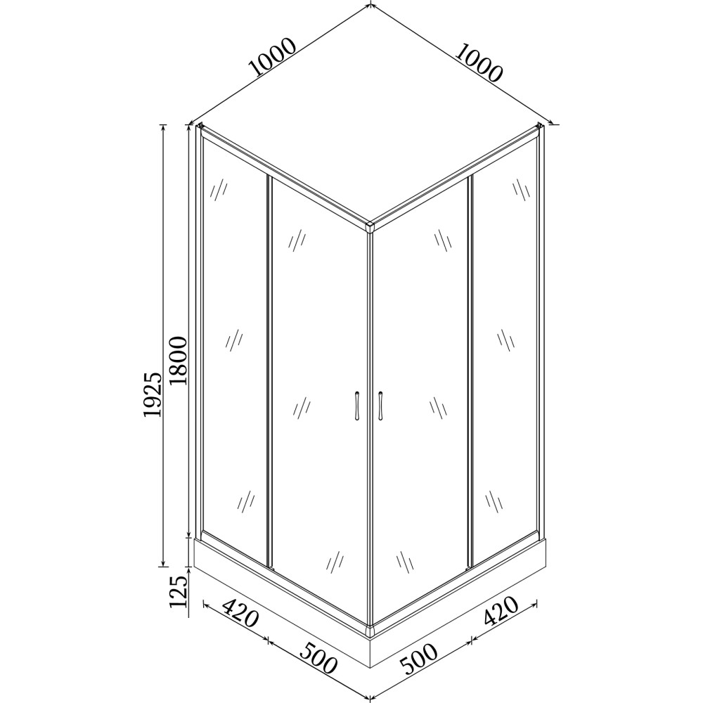 Душова кабіна квадратна ODRA L100TS (L100T) BRAVO (2уп.)