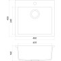 Гранітна мийка Globus Lux AOSTA сіiрий камiнь 490x455мм-А0005