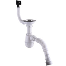 Сифон Waterstal А - 4007  під сталеву кухону  мийку   11/2 40 з переливом, з гнучкою трубою