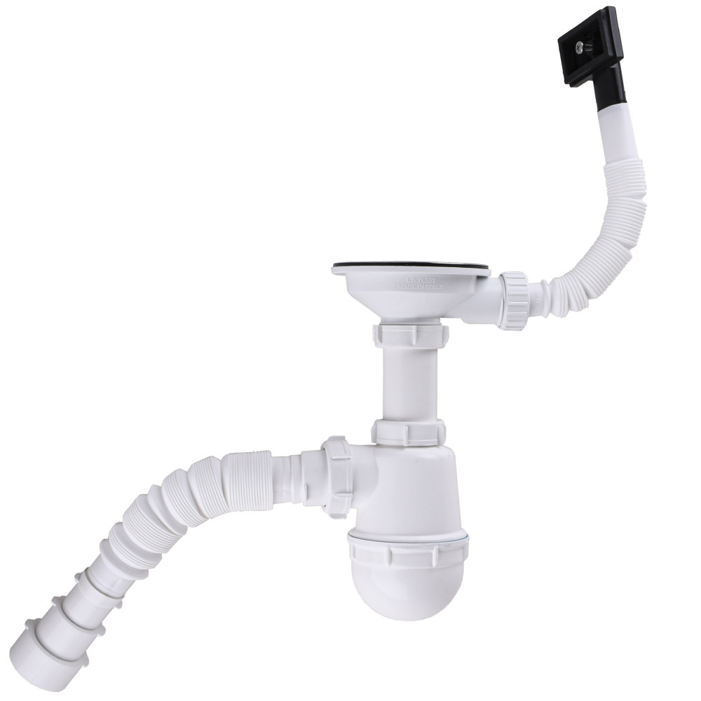 Сифон Waterstal А - 4007  під сталеву кухону  мийку   11/2 40 з переливом, з гнучкою трубою