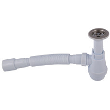 Сифон OPTIMUM 11/4″*40 для умивальника з литим випуском та гофротрубою 40*40/50 OPTI 12043