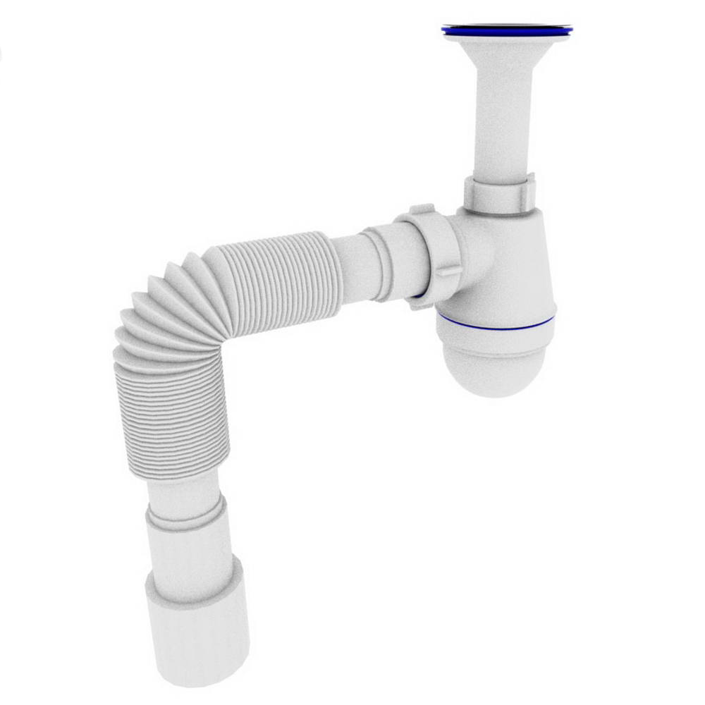 Сифон OPTIMUM 11/4″*40 для умивальника з литим випуском та гофротрубою 40*40/50 OPTI 12043