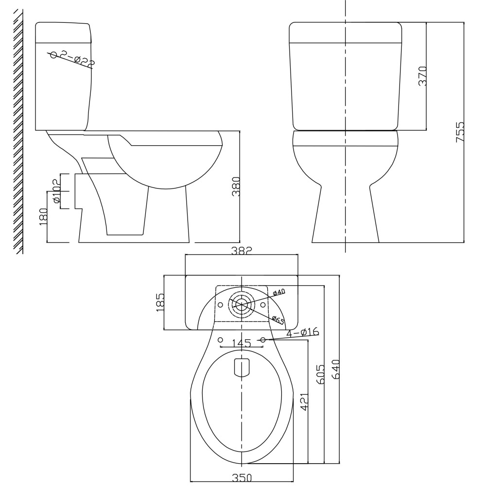 КОМПАКТ OPTIMA S бок., гориз з поліпропіленовим сидінням CT-OHS-PP