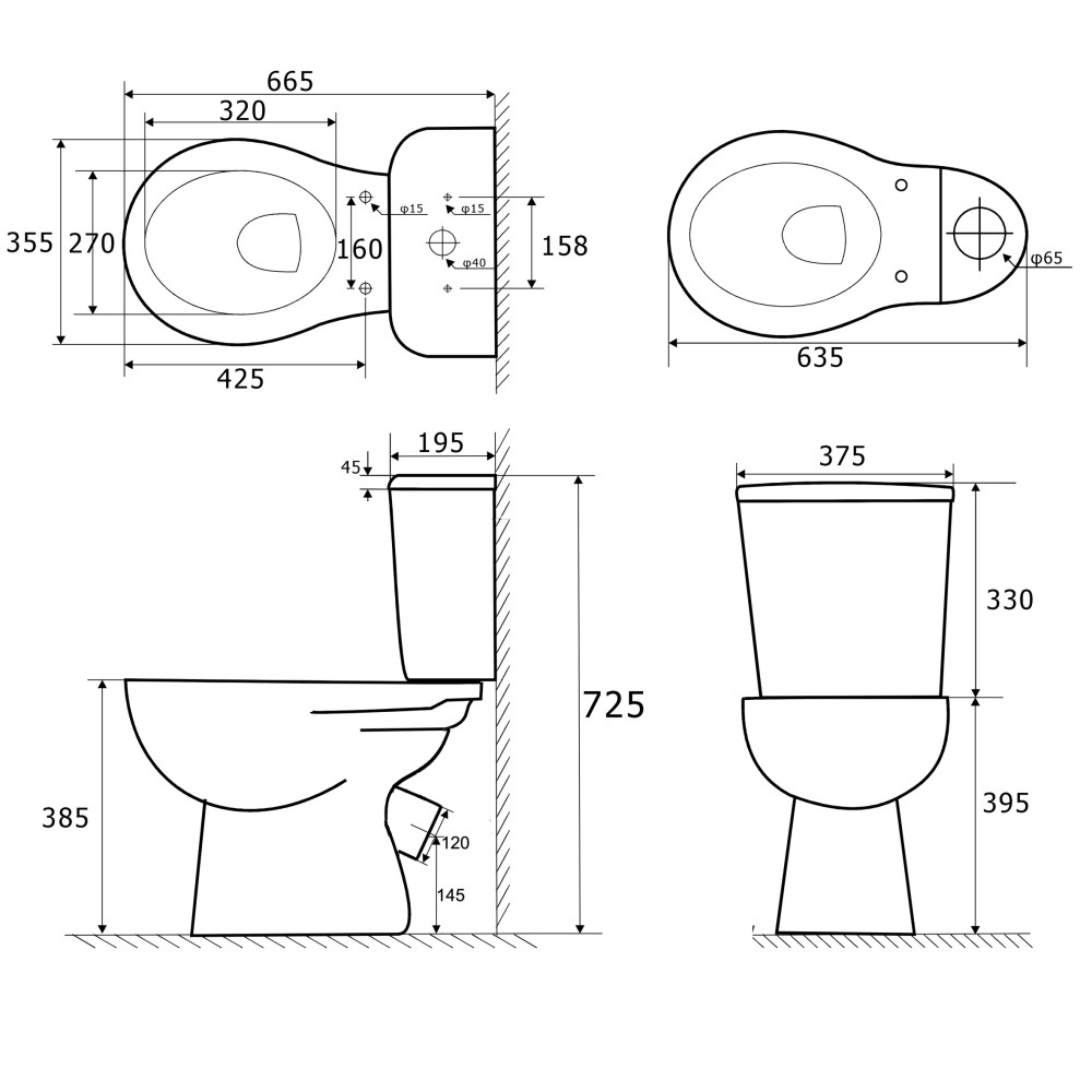 КОМПАКТ DELTA S бок., косий з поліпропіленовим сидінням CT-DOS-PP